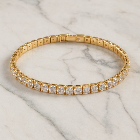 Pulseira Riviera Zircônia Eternity Dourada
