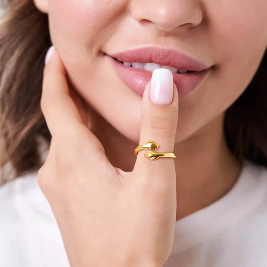 Anel Abraço Banhado em Ouro 18k, Anel de abraço yhpup para mulheres, joia de aço inoxidável banhado a ouro 18, Anel Abraço (Banhado a Ouro 18K), Anel Duas Voltas Gota Banhado em ouro 18k, Anel de abraço de pata de gato fofo de prata esterlina 925 personalizado com texto gravado, anel de pegada de pata ajustável aberto, presente de aniversário/aniversário para amantes de gatos, Anel Paris Geométrico - Elegância e Sofisticação Parisiense, Anel Gota Dourada Ajustável Banhado a Ouro 18k, Compre 1 Leve 2 c/ Cart