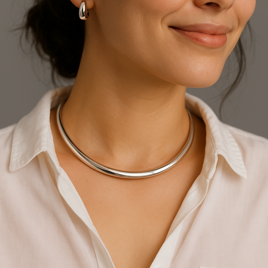 Colar Choker Silver Curve Ajustável
